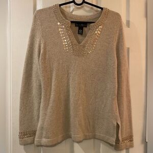Soft Embellished V-neck Sweater